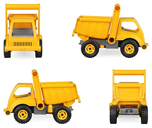 Dump Truck Toy for boys with Easy Grab Handle and Flip Open Cab, Made of Sprigwood Like Wood Plastic Resin Mix, Eco-sustainable Material