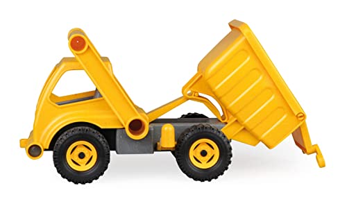 Dump Truck Toy for boys with Easy Grab Handle and Flip Open Cab, Made of Sprigwood Like Wood Plastic Resin Mix, Eco-sustainable Material