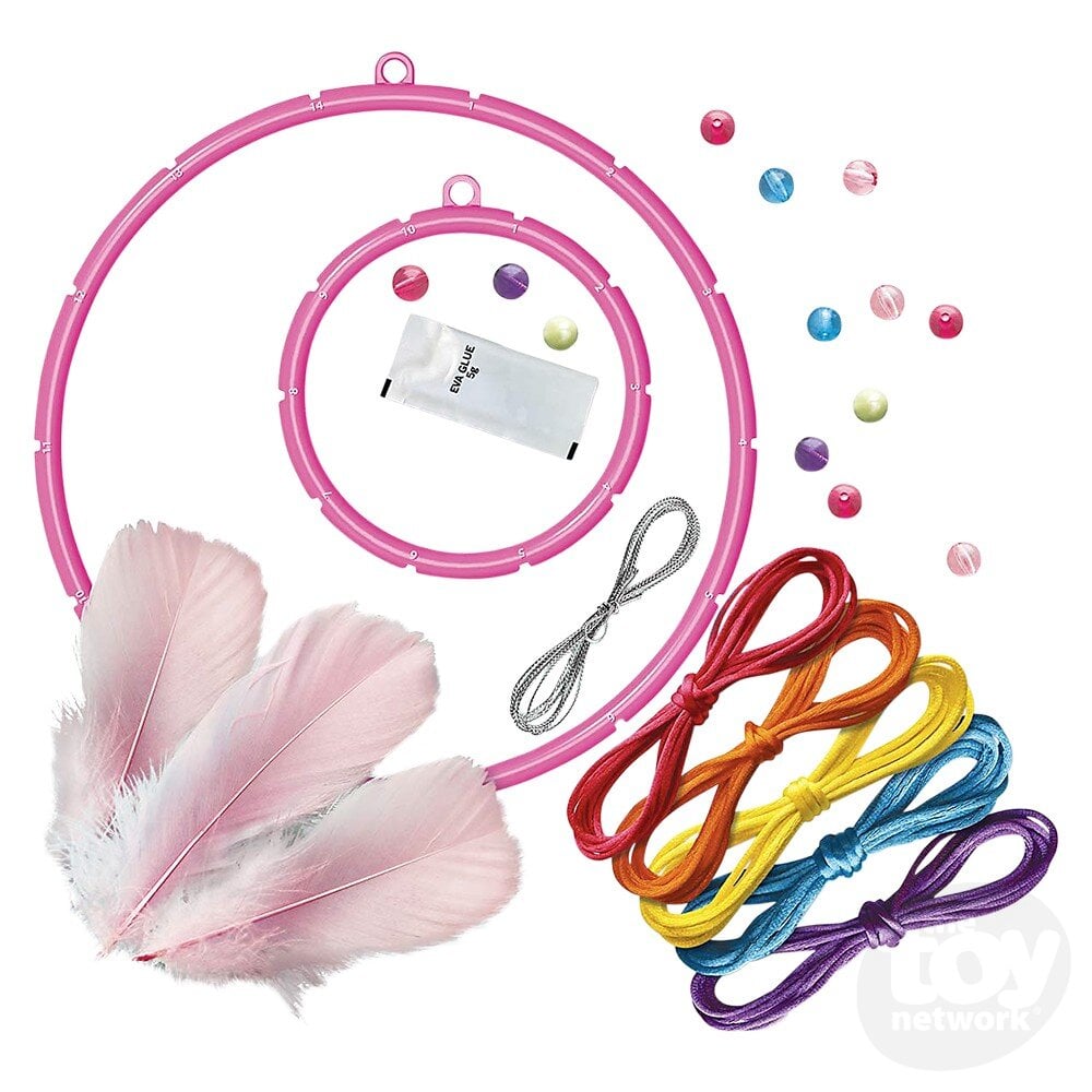 KidzMaker Make Your Own Dream Catcher DIY Craft Kit for Kids – Creative Art Set with Feathers, Beads & Hoop