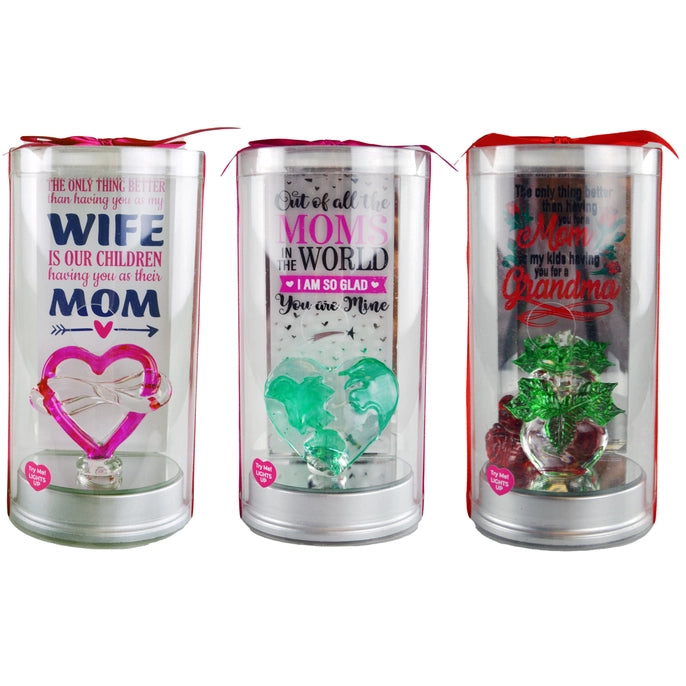 Mothers Day Light Up Glass Keepsake W/Detailed 1 per order.