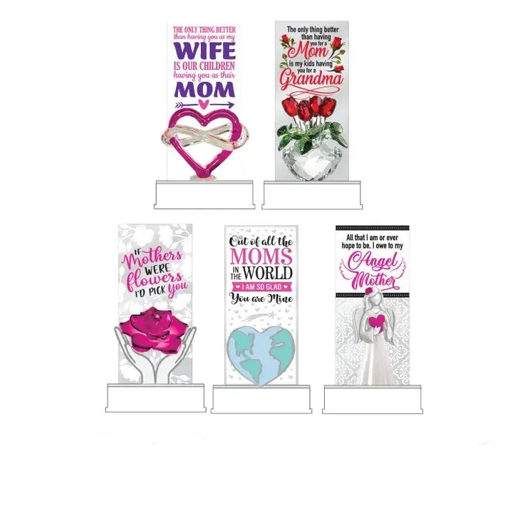 Mothers Day Light Up Glass Keepsake W/Detailed 1 per order.