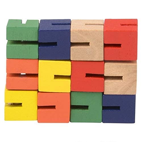 Wooden Flexible Fidget Mini Twist Cube Puzzles - 12 Pack - Stretchable 3D Puzzles Wood Twist Blocks for Anxiety Fidgeting or Party Favors