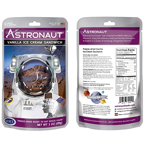 Astronaut Foods Freeze-Dried Ice Cream Sandwich, NASA Space Dessert, Variety Pack with Vanilla and Neapolitan, 6 Count