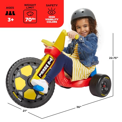 Schylling Big Wheel Speedster - Original Classic Ride On Bike - Low-Riding Tricycle with Adjustable Seat - Kids 3-7 Years Old up to 70 lbs