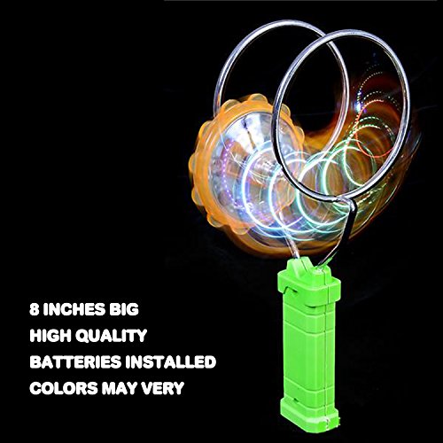 Retro Light Up Kids Toys - Includes 8 Inch Gyro Wheel and 8.5 Inch Rail Twister - Fun Gift for Boys and Girls - Great Sensory Toy with Spinning and Flashing Light Effects