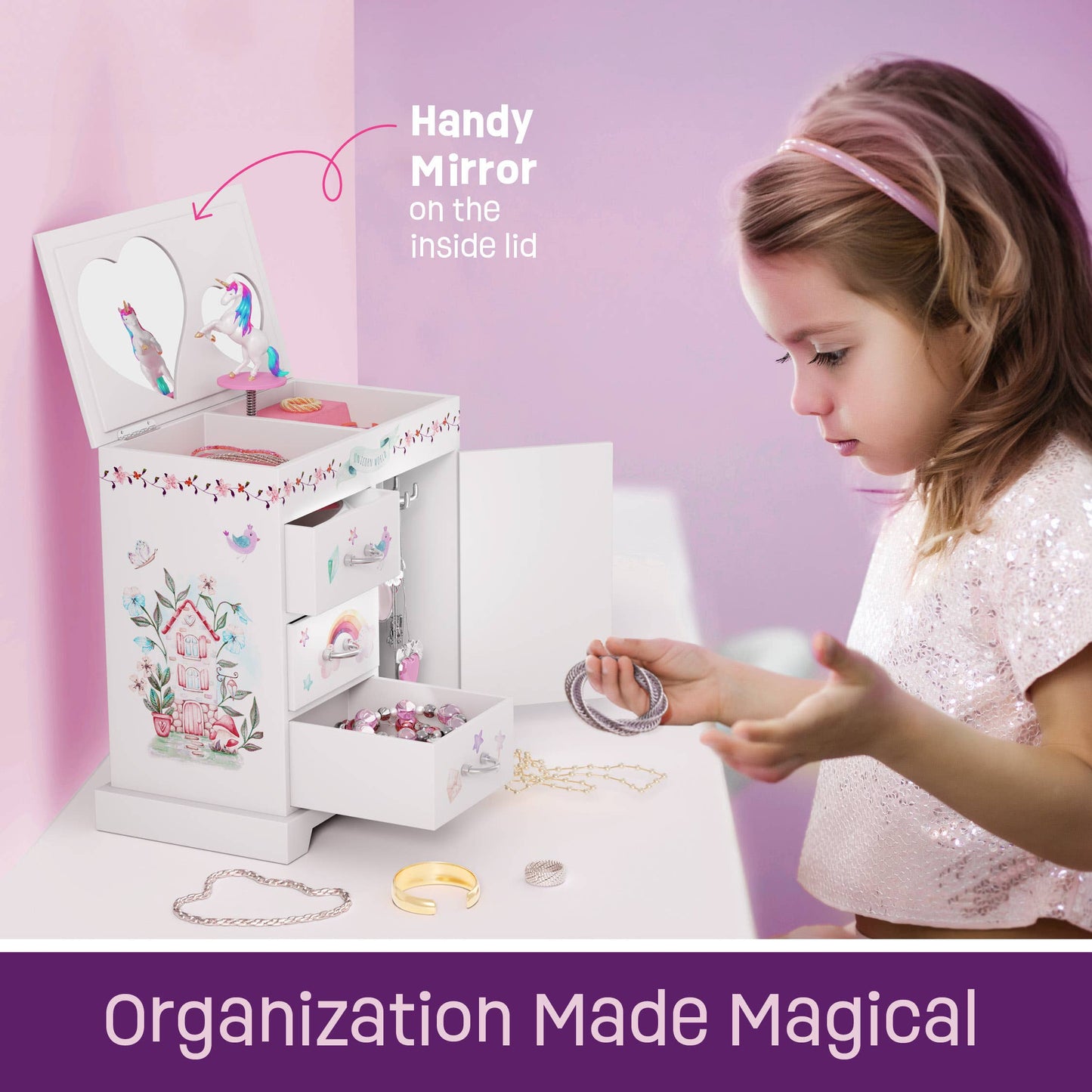 Unicorn Musical Jewelry Box for Kids, Gifts for Girls, Toy