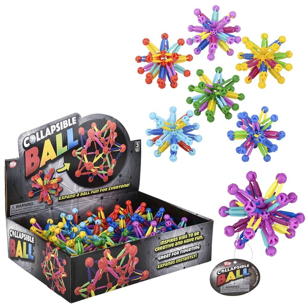3-Inch Mini Collapsible Balls – Set of 3 Colorful Expanding Fidget Toys