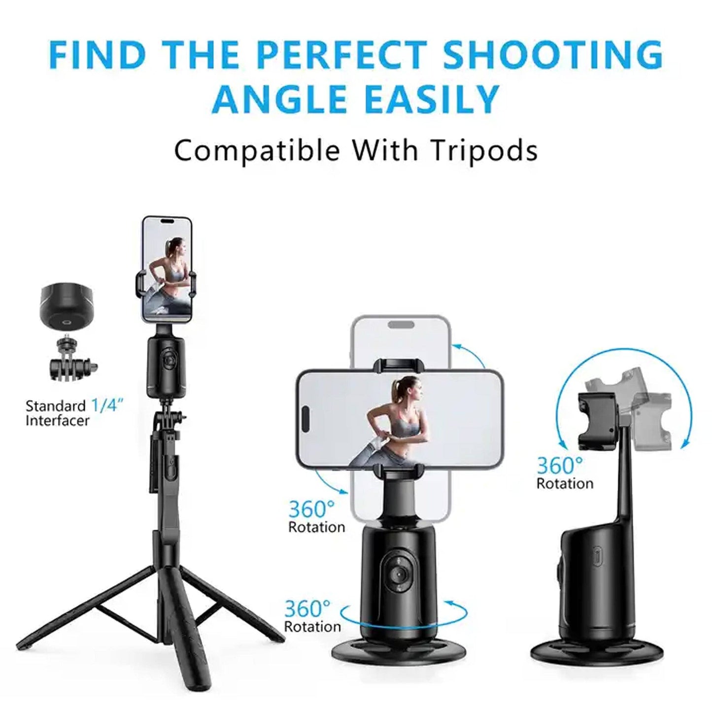 Auto-Tracking Phone Holder 360° AI Face Tracking Stand for Vlogging, Live Streaming & Video Calls