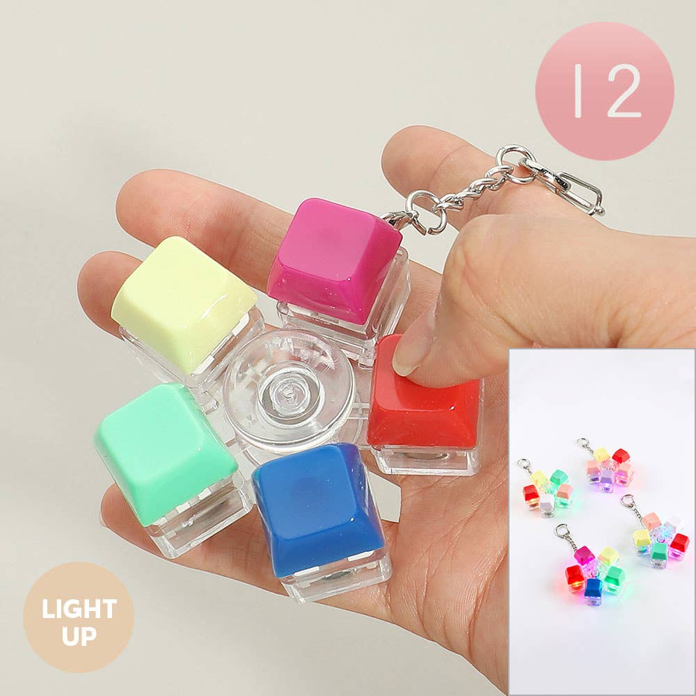 light Up Stress Relief Spinner Keyboard Keychain Bag Charms