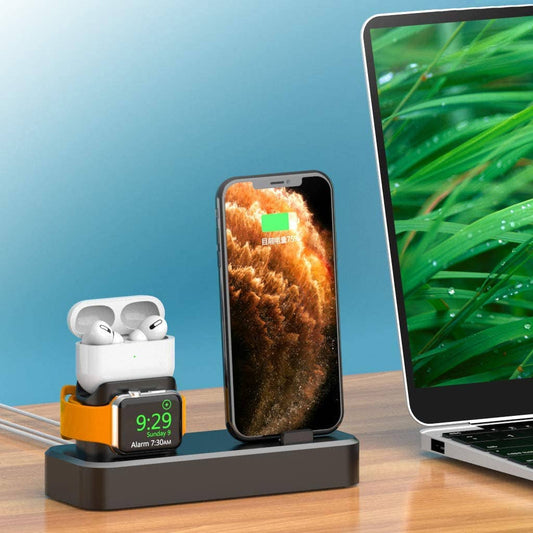 3-in-1 Charging Dock Station for Phone, Smartwatch & Earbuds – Multi Device Desktop Organizer Stand