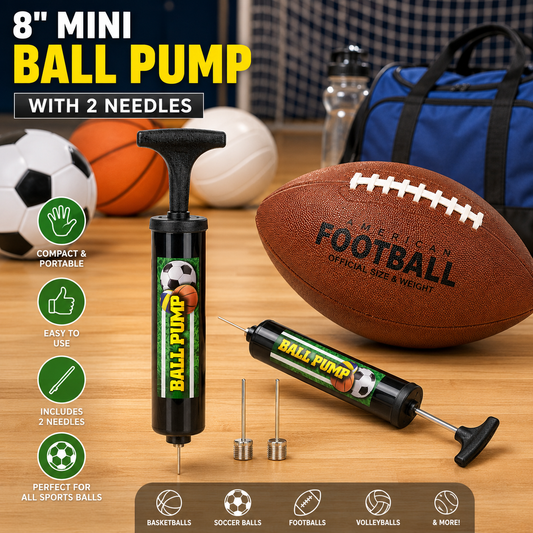11" Regulation Size American Football with 8" Mini Ball Pump & 2 Inflation Needles – Sports Ball Set for Practice, Outdoor Play, Game Prizes & Gifts, Ages 8+