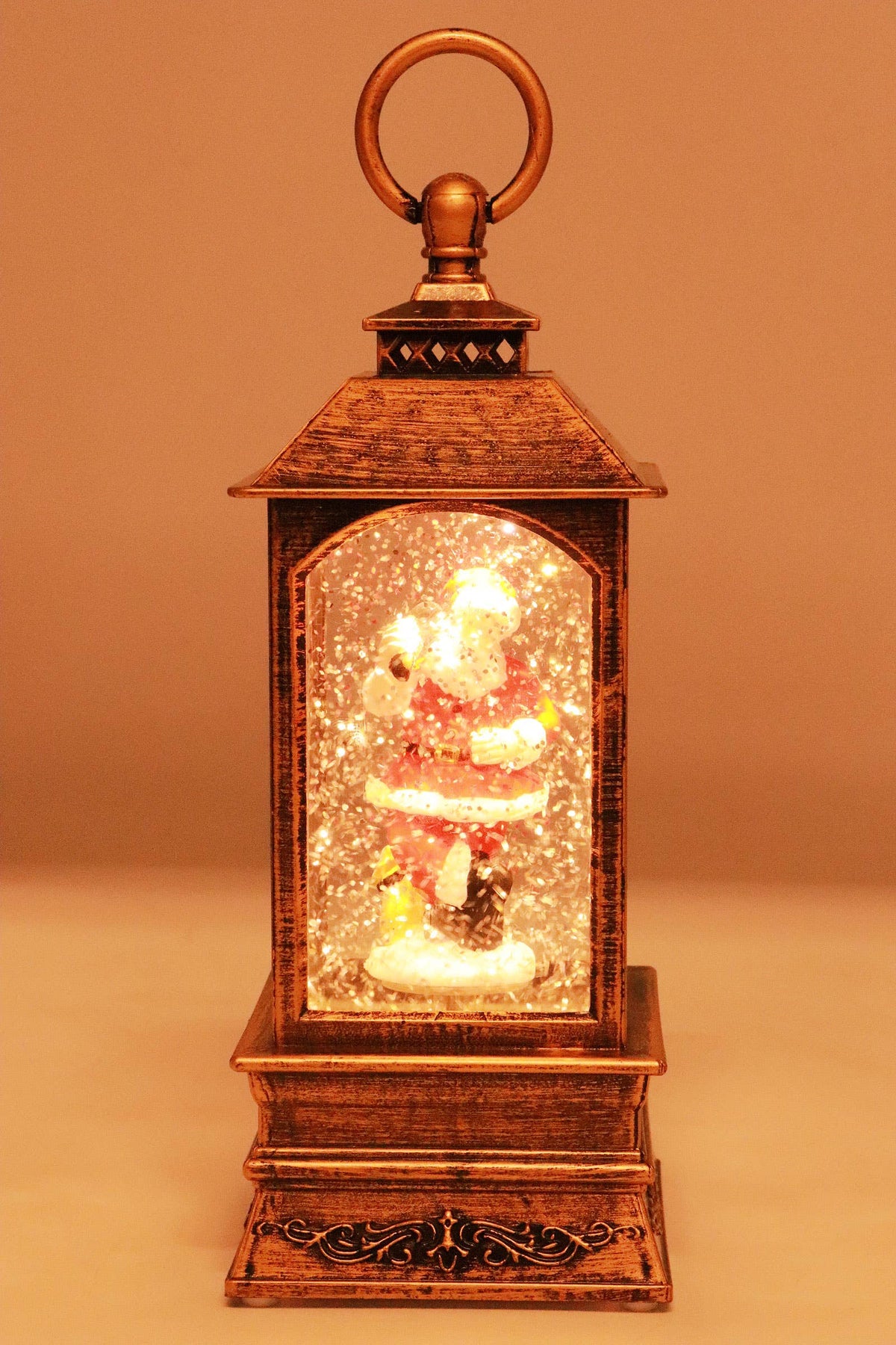 Vintage Christmas Musical LED Glitter Lantern – Santa Claus Snow Globe, 9.25"