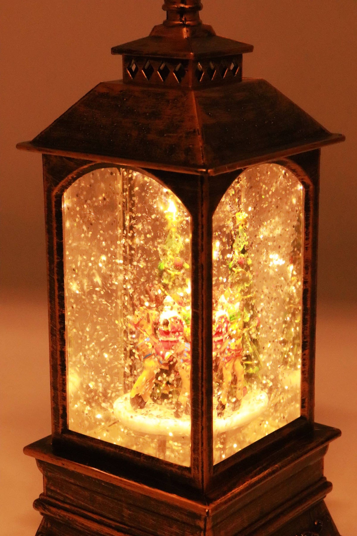 Vintage Christmas Musical LED Glitter Lantern – Santa Claus Snow Globe, 9.25"
