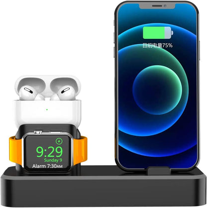 3-in-1 Charging Dock Station for Phone, Smartwatch & Earbuds – Multi Device Desktop Organizer Stand