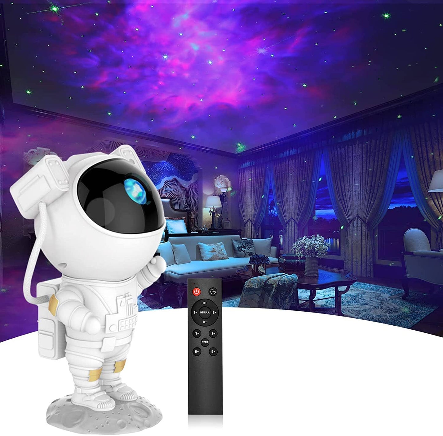 Astronaut Galaxy Projector Night Light – LED Starry Sky Nebula Lamp with Remote Control