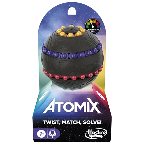 Hasbro Gaming Atomix Game for Kids, Teens, and Adults , Brainteaser Puzzle Sphere Ball and Fidget Toy , Ages 7 and Up , 1 Player , Travel Games