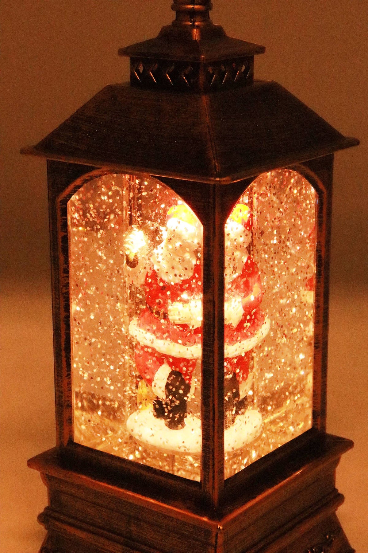 Vintage Christmas Musical LED Glitter Lantern – Santa Claus Snow Globe, 9.25"