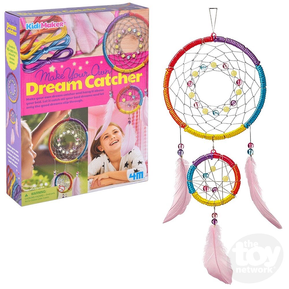 KidzMaker Make Your Own Dream Catcher DIY Craft Kit for Kids – Creative Art Set with Feathers, Beads & Hoop