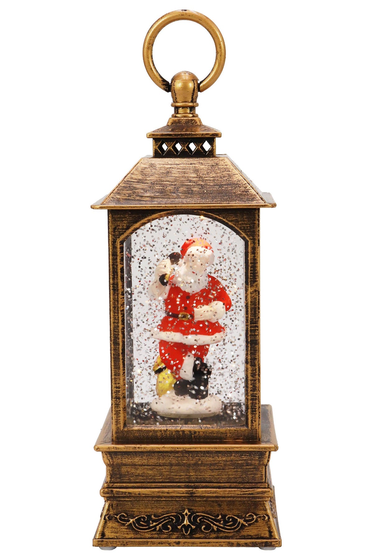 Vintage Christmas Musical LED Glitter Lantern – Santa Claus Snow Globe, 9.25"