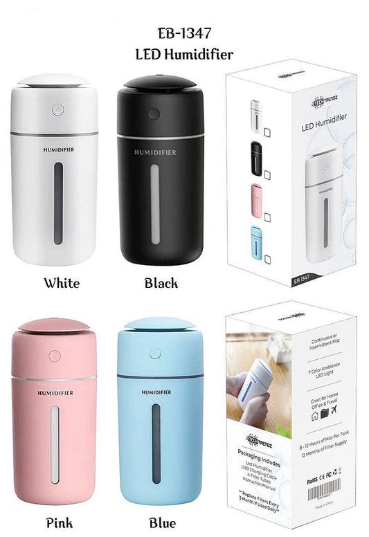 Portable LED Cool Mist Humidifier with 7 Color Ambiance Light – USB Mini Humidifier for Home, Office & Travel