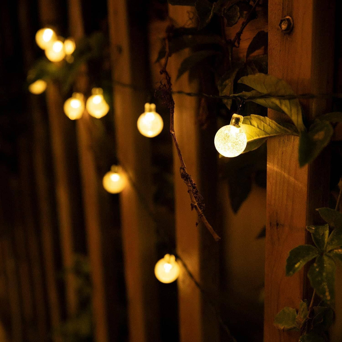 Solar Fairy Lights Outdoor, 36ft Weatherproof Crystal Ball LED String Lights with 8 Lighting Modes for Garden, Patio, Trees, Christmas, Weddings & Parties