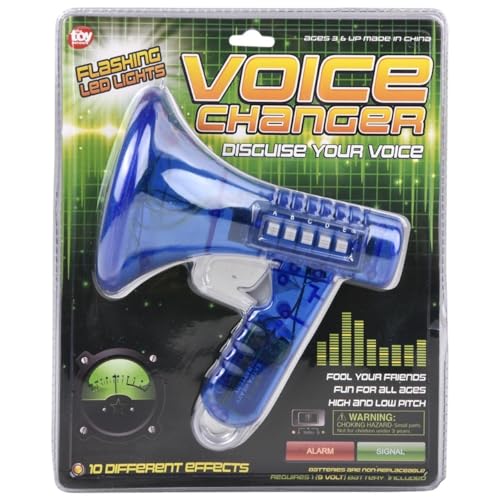 Rhode Island Novelty Multi Voice Changer – Cool Voice Changing Microphone with 10 Different Effects – Kids Megaphone Toy With LED Lights, Voice Disguiser Gag Gift For Kids And Adults