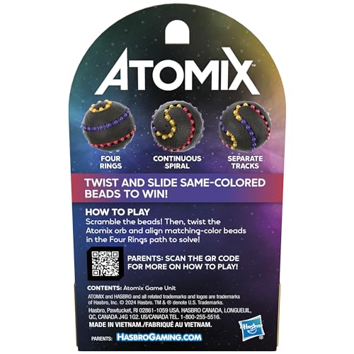 Hasbro Gaming Atomix Game for Kids, Teens, and Adults , Brainteaser Puzzle Sphere Ball and Fidget Toy , Ages 7 and Up , 1 Player , Travel Games