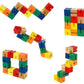 Wooden Twist Cubes Puzzle Fidget Multi Colored Flexi Puzzle Stretch, Twist, and Lock Bending Brain Teaser Fidget Sensory Toys for Kids, Stocking Stuffer and Party Favors Finger Fidget (6 Fidgets)