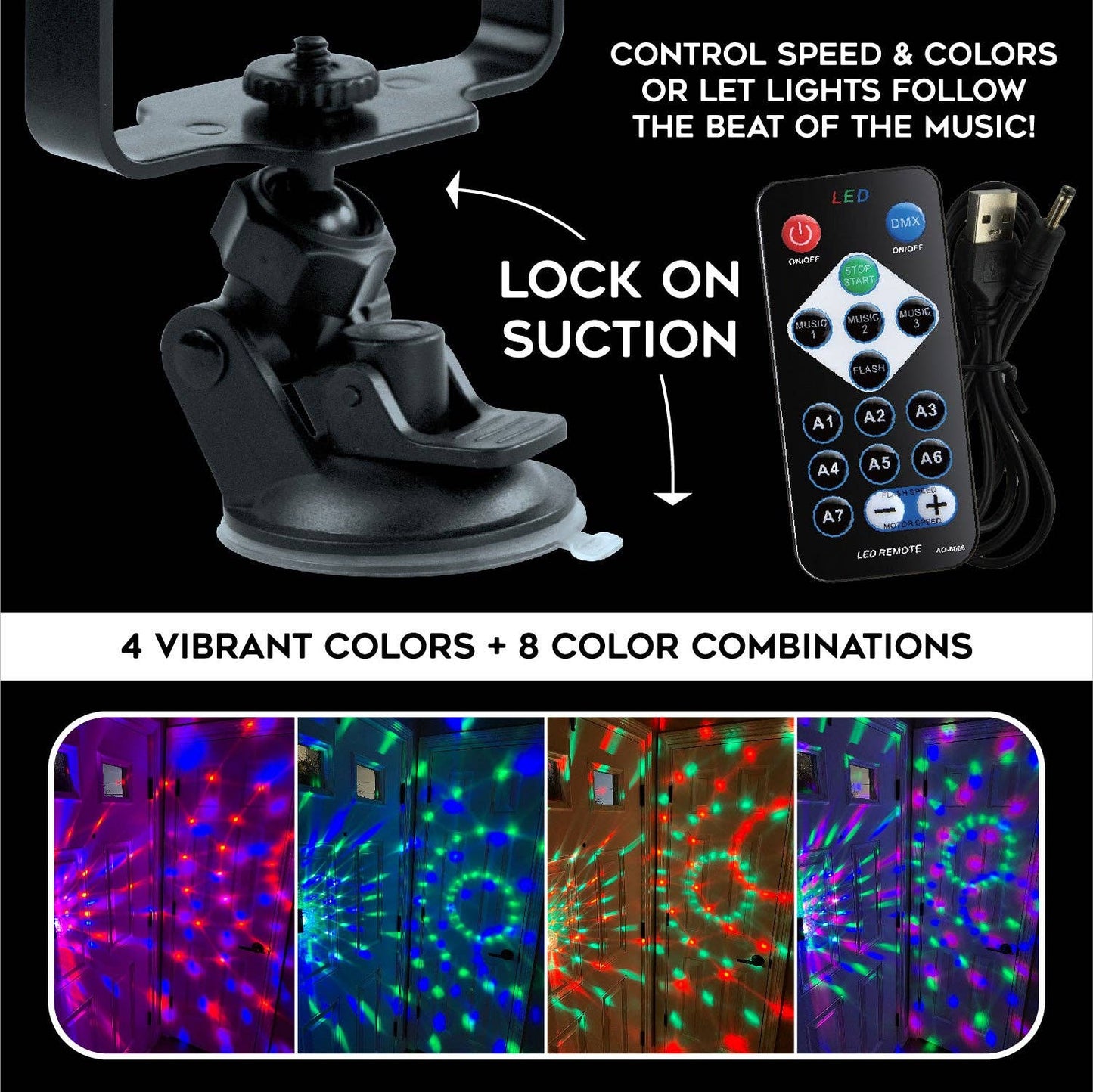 CAR VIBEZ USB SUCTION DISCO BALL LIGHT SHOW- 4 PER DISPLAY