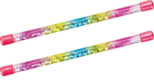 Magical Glitter Water Baton - Liquid Sparkle Wand for Twirling, Dance, and Play - Perfect for Kids and Performers (18 Inch 2 Pack)