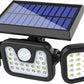 Solar Security Motion Lights, with 3 Adjustable Heads, Powered Outdoor Flood Bright Sensor Waterproof Lights for Garage, Yard, Porch, Black