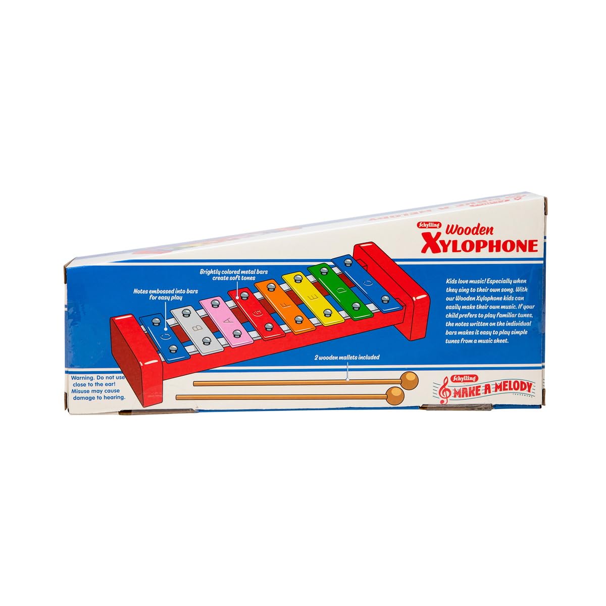 Schylling Wooden Xylophone - Colorful Kids Instrument - Includes Wooden Mallets and Embossed Metal Keys - Ages 3 and Up