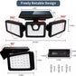 Solar Security Motion Lights, with 3 Adjustable Heads, Powered Outdoor Flood Bright Sensor Waterproof Lights for Garage, Yard, Porch, Black