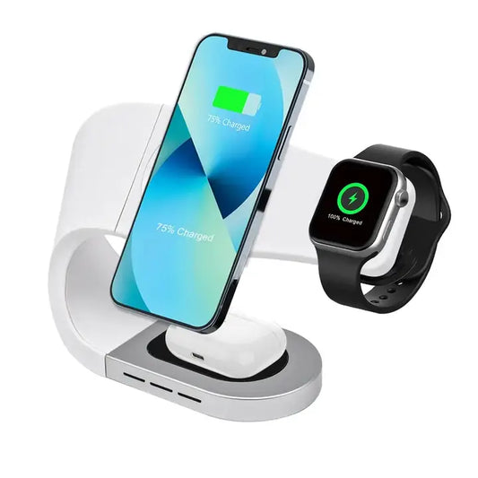 Magnetic Suction 3-in-1 Wireless Fast Charging Stand for Phone, Watch and EarPods Case Compatible for Multiple Devices color very