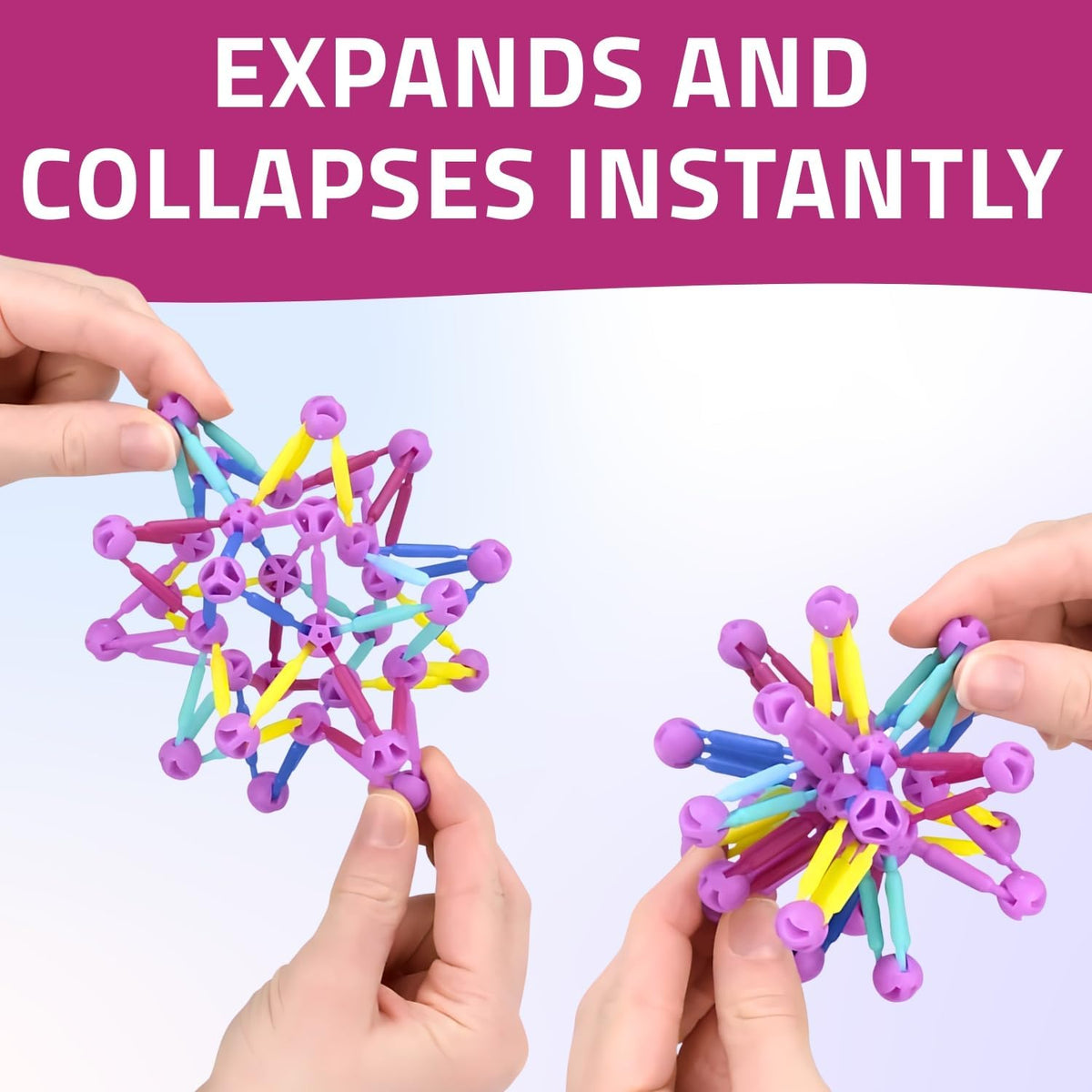 Mini Collapsible Balls, Set of 12 – Assorted Colors, Expandable Fidget Toys