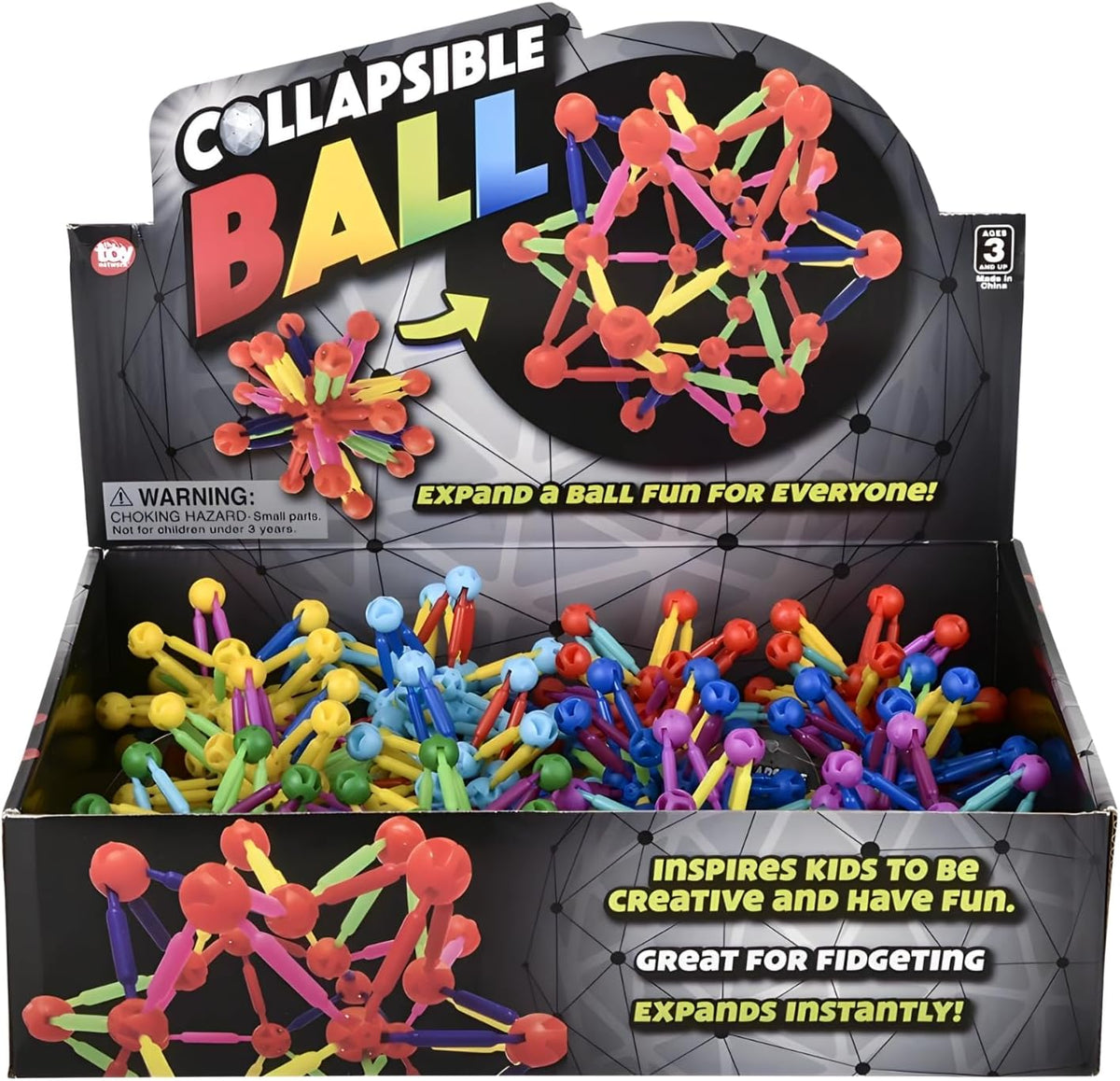 Mini Collapsible Balls, Set of 12 – Assorted Colors, Expandable Fidget Toys