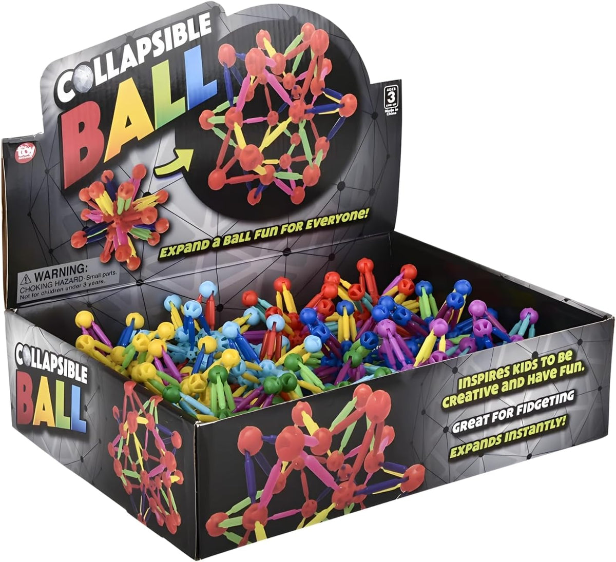 Mini Collapsible Balls, Set of 12 – Assorted Colors, Expandable Fidget Toys