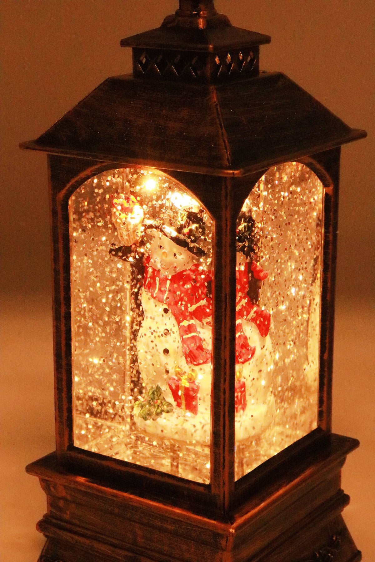 Vintage Christmas Musical LED Glitter Lantern – Santa Claus Snow Globe, 9.25"