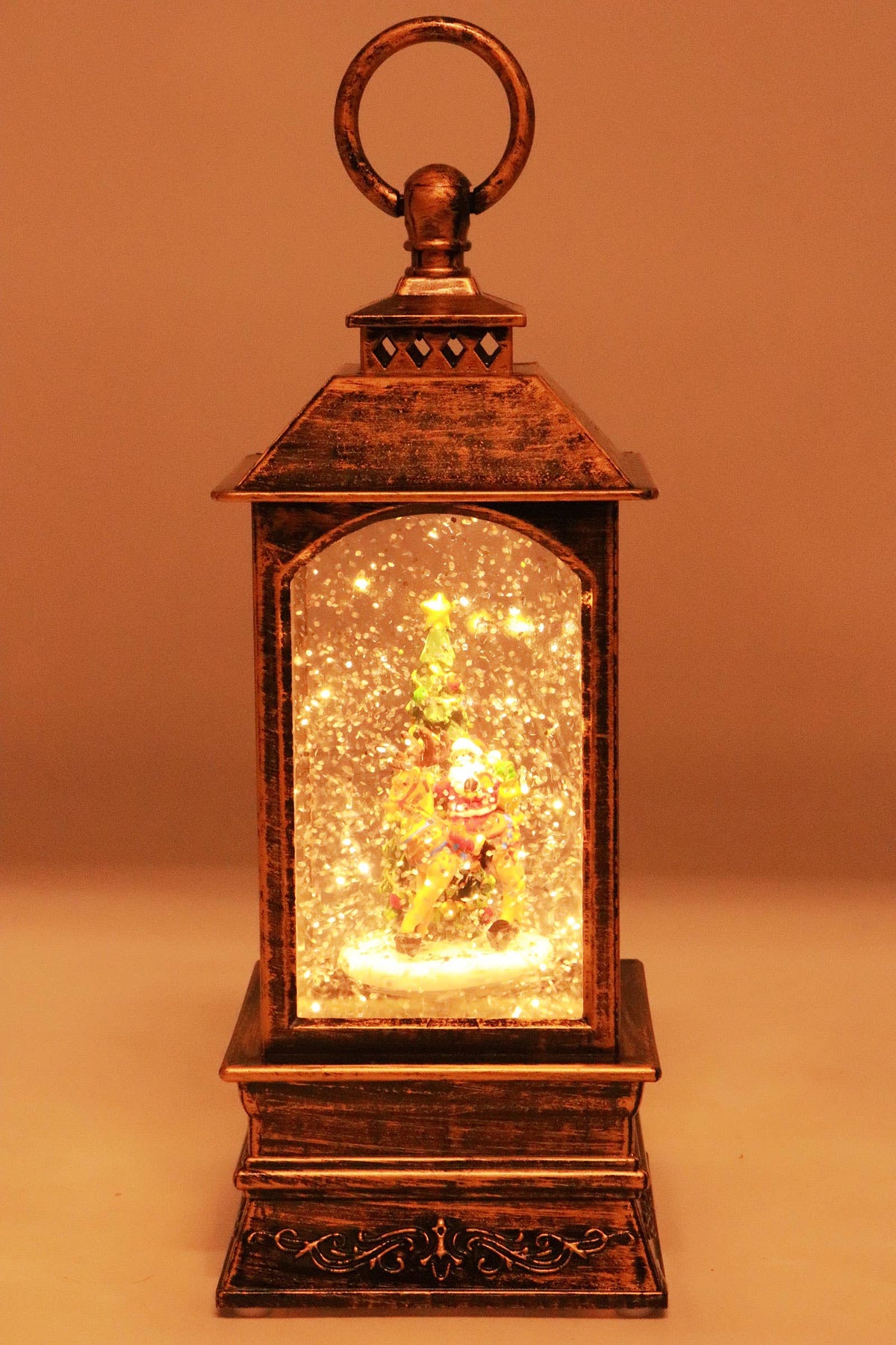 Vintage Christmas Musical LED Glitter Lantern – Santa Claus Snow Globe, 9.25"