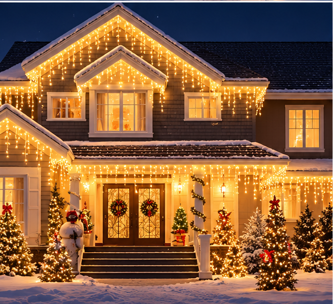 SOLIGHTU 50ft 500LED Icicle Christmas Lights – Plug-in, Indoor/Outdoor Decoration