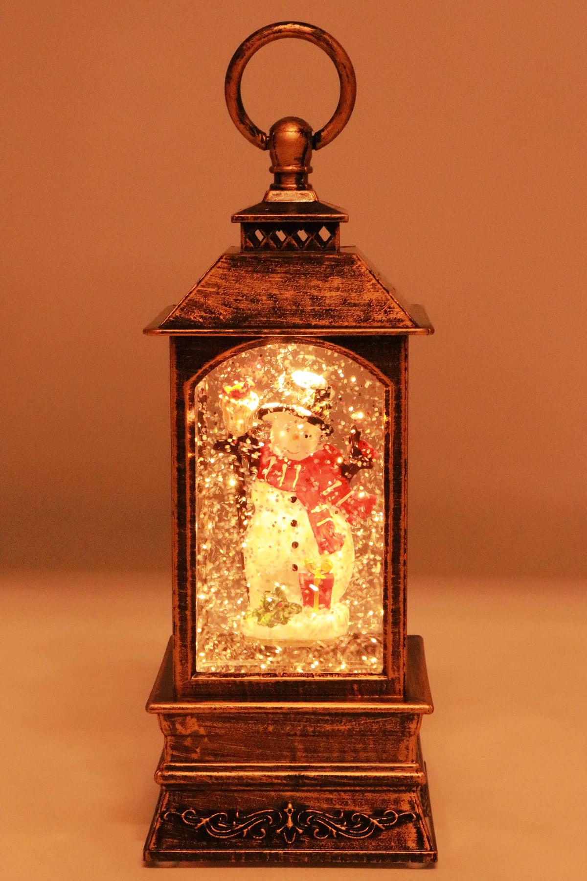 Vintage Christmas Musical LED Glitter Lantern – Santa Claus Snow Globe, 9.25"