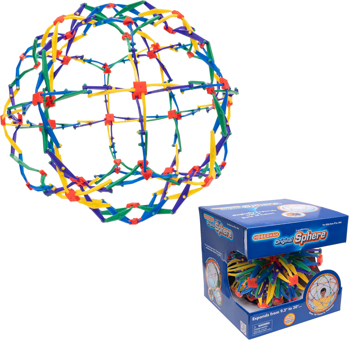 Hoberman Mini Sphere Rainbow – Expandable & Collapsible Fidget Toy, Ages 4+