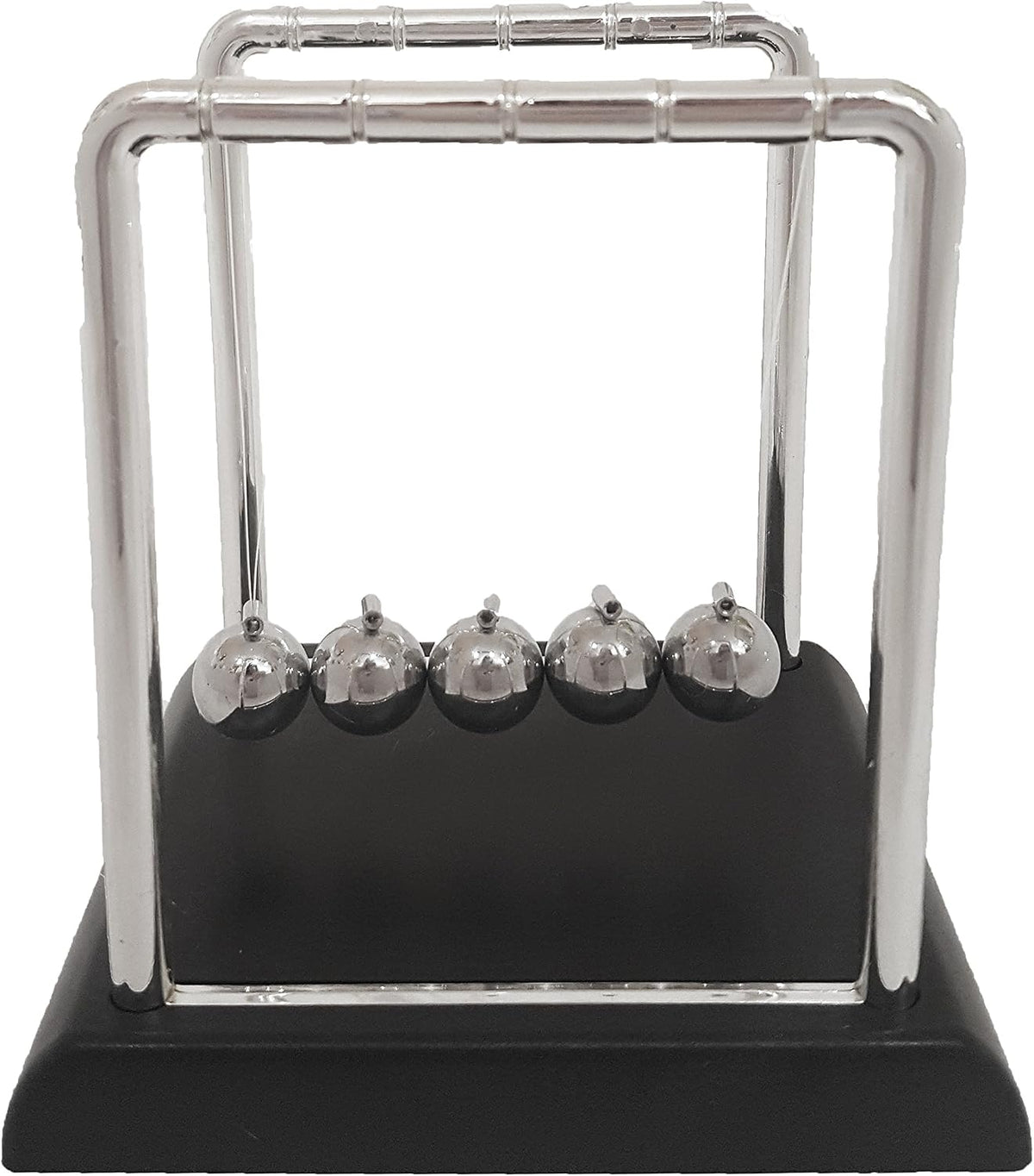 Classic Newton's Cradle Balance Ball Desk Toy – 5 Metal Swinging Balls, Black Base, Physics Science Demonstration, Kinetic Motion Desk Decoration for Office, Home & Classroom