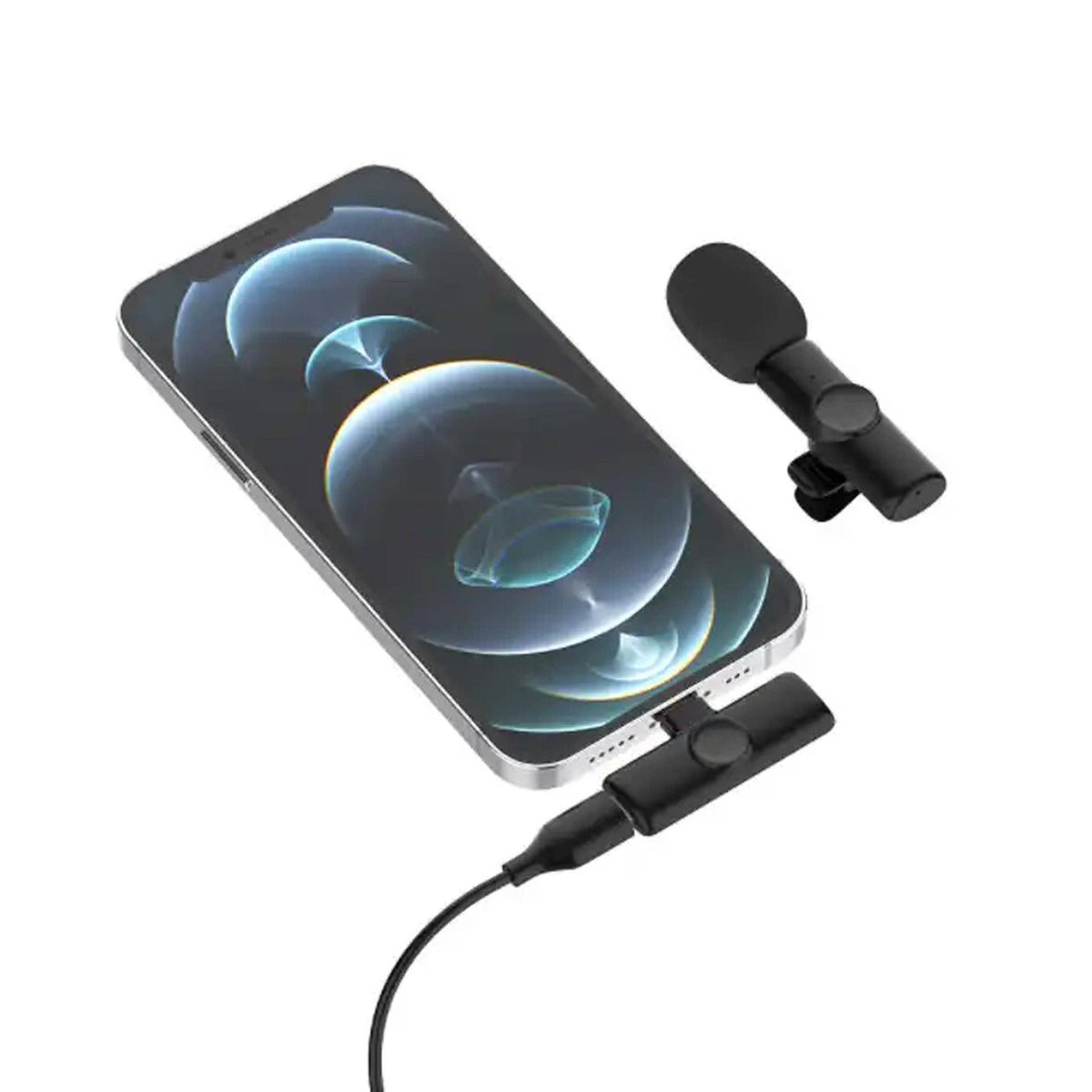 Wireless Lavalier Microphone Kit with Receiver, Clip-On Wireless Mic for iPhone, Android & Camera, Noise Reduction, Rechargeable for Vlogging, Podcasting, Interviews & Live Streaming