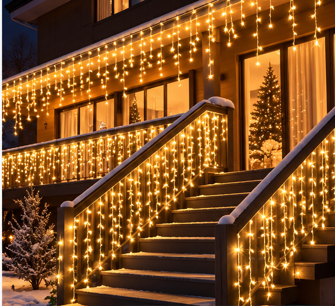 SOLIGHTU 50ft 500LED Icicle Christmas Lights – Plug-in, Indoor/Outdoor Decoration