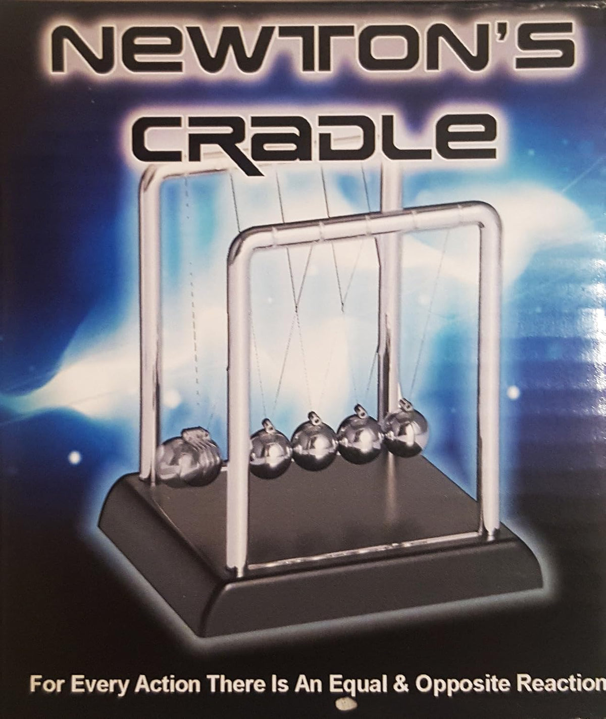 Classic Newton's Cradle Balance Ball Desk Toy – 5 Metal Swinging Balls, Black Base, Physics Science Demonstration, Kinetic Motion Desk Decoration for Office, Home & Classroom