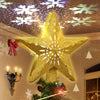 Presence 10'' Christmas Tree Topper Projector, LED Star Tree Topper Lighted, 3D Projector with Rotating White Snowflake, Glitter Gold Star Tree Topper Christmas Tree Decoration Home Decor Xmas Gift