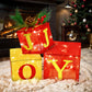 FUN LITTLE TOYS 3PCS Christmas Lighted Gift Boxes, Light Up with White LED Lights and Decorative Mistletoe, Christmas Decorations for Home Indoor Patio Outdoor Garden Lawn