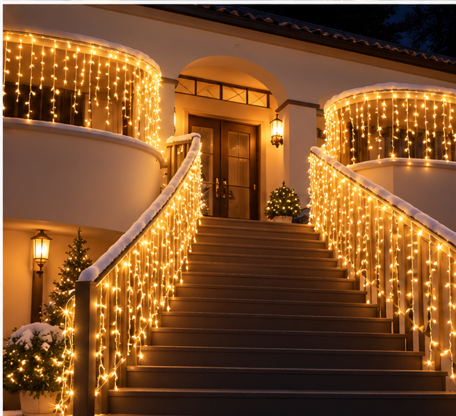 SOLIGHTU 50ft 500LED Icicle Christmas Lights – Plug-in, Indoor/Outdoor Decoration