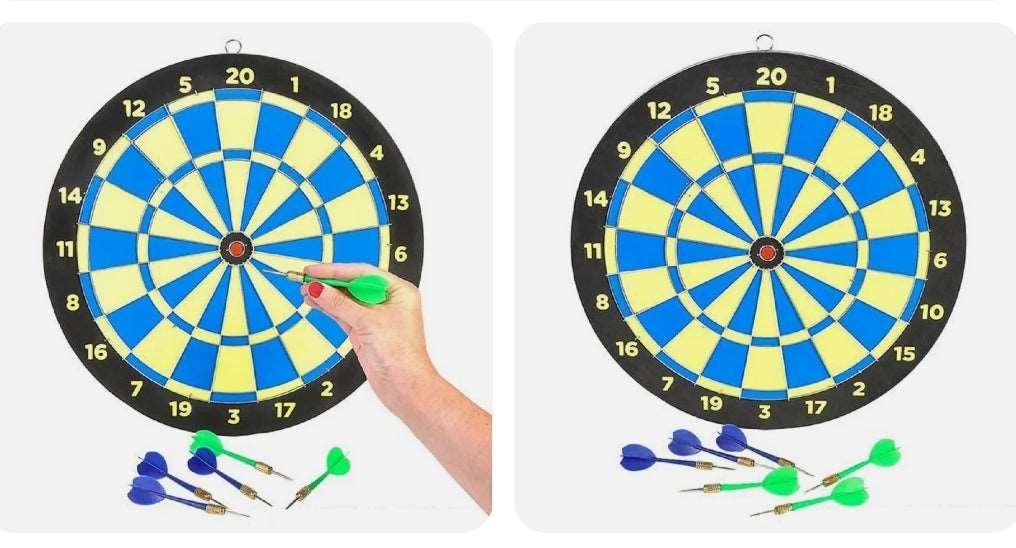 Dartboard Game 6 Sharpened Darts 15 Inch Wooden Board Indoor Outdoor Kids Toys